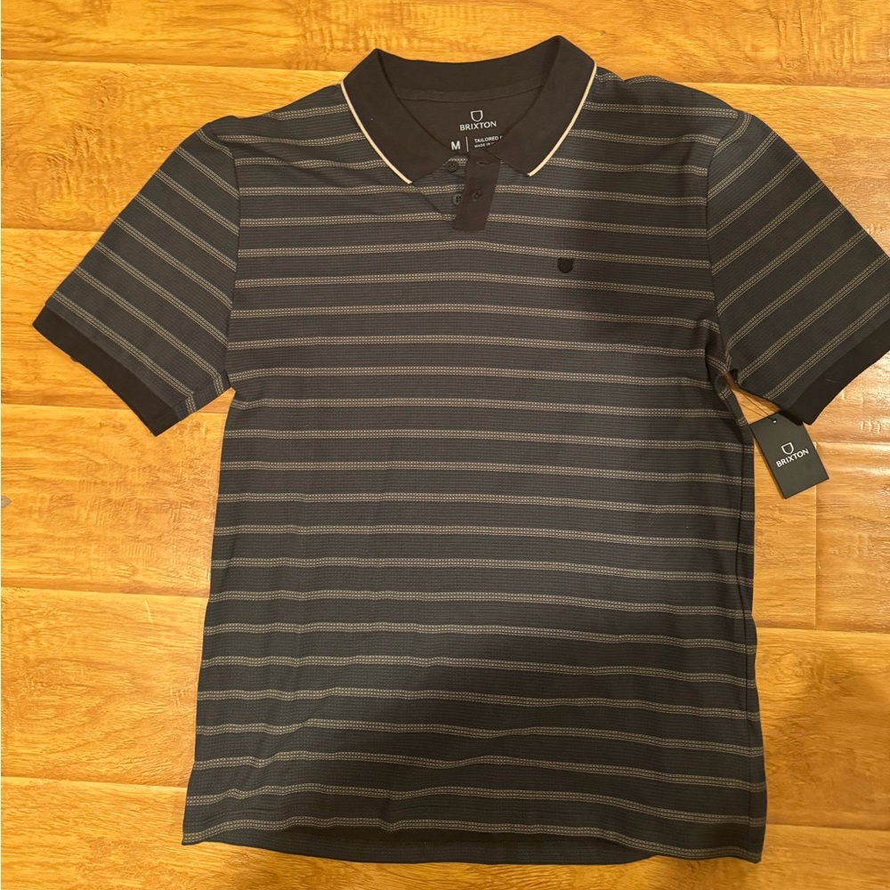 Brixton Black/Grey and Tan/Olive Striped Polo